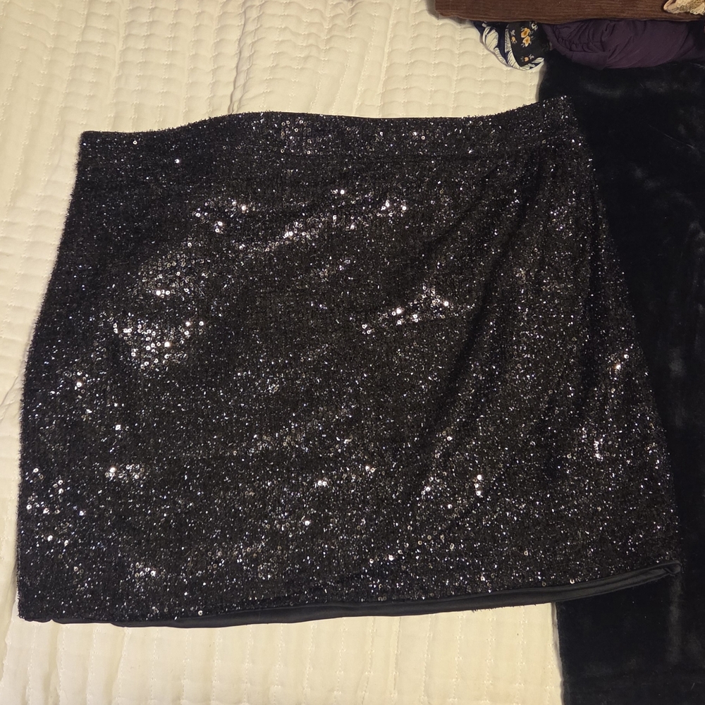 Express Black Glitter Mini Skirt